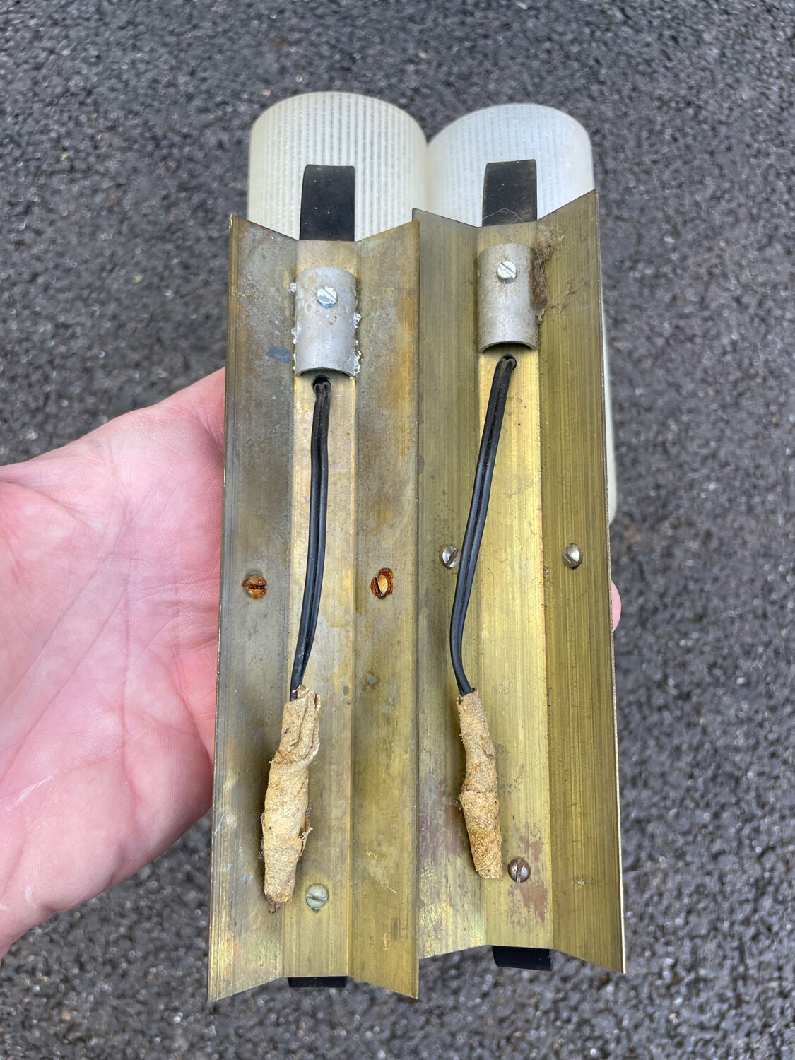 Pair of vintage wall lamps 1950-60 arlus metal and glass