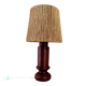 Lampe bois, câble tissu, abat-jour coco années 70