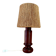 Lampe bois, câble tissu, abat-jour coco années 70