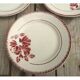 Set of 7 flat ceramic plates Badonviller Red floral decoration
