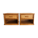 Pair of rattan bedside tables