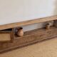 Vintage oak sideboard TV unit with raw finish and caning.