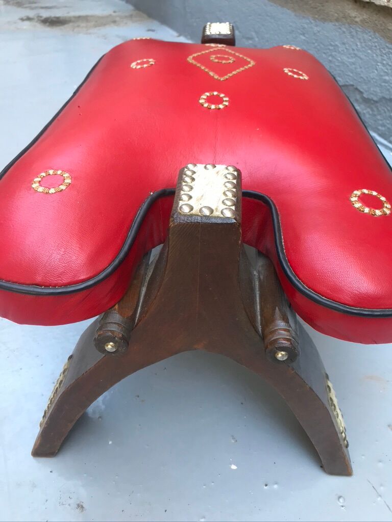Vintage camel saddle stool