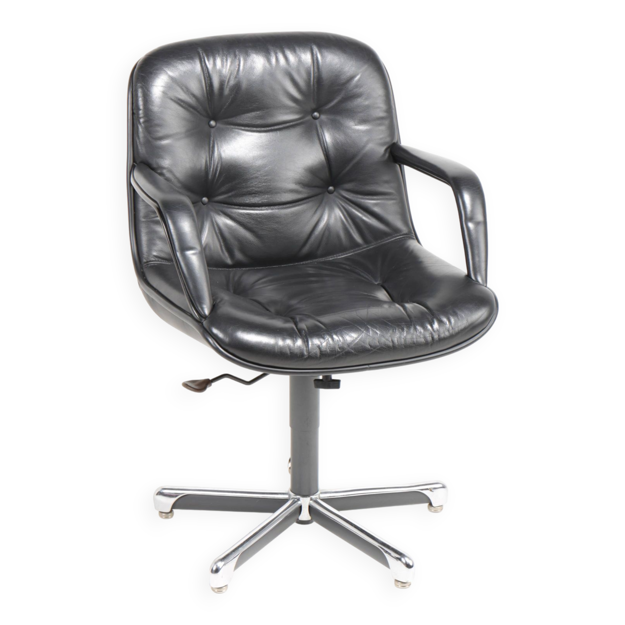 Fauteuil De Bureau Vintage Années 60 - Style Strafor/Marchal - Noir Mat - Occasion - Année 1963