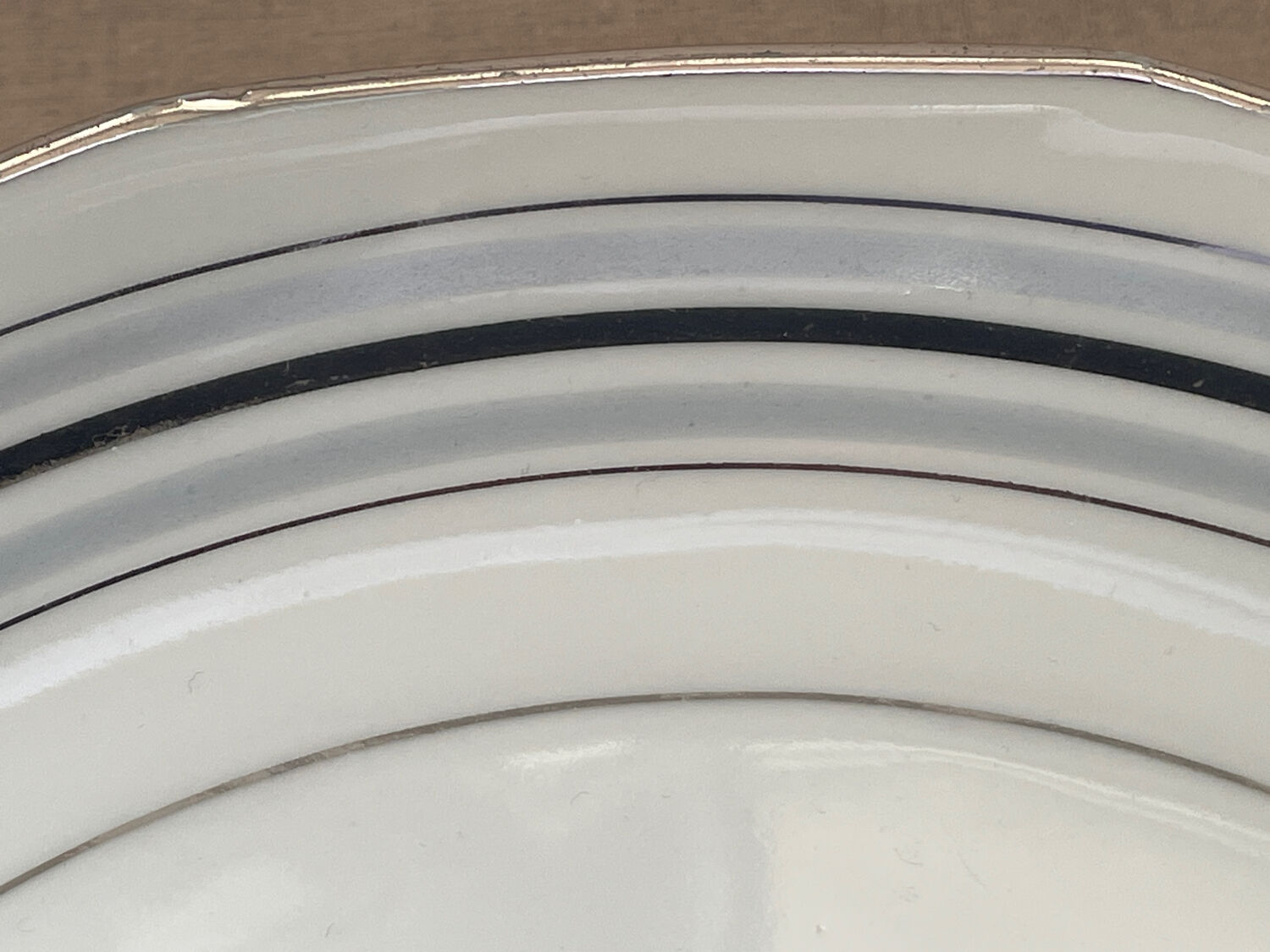 Shallow dish centrepiece French porcelain M&S silver trim