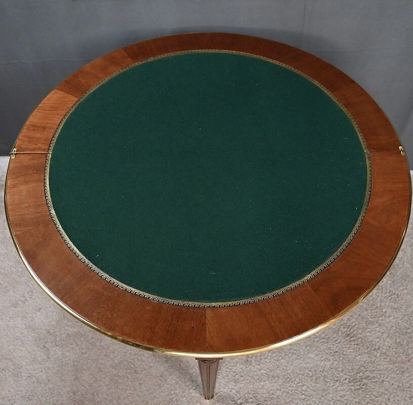 Table à jeux demi-lune en acajou, style Louis XVI – début XXe