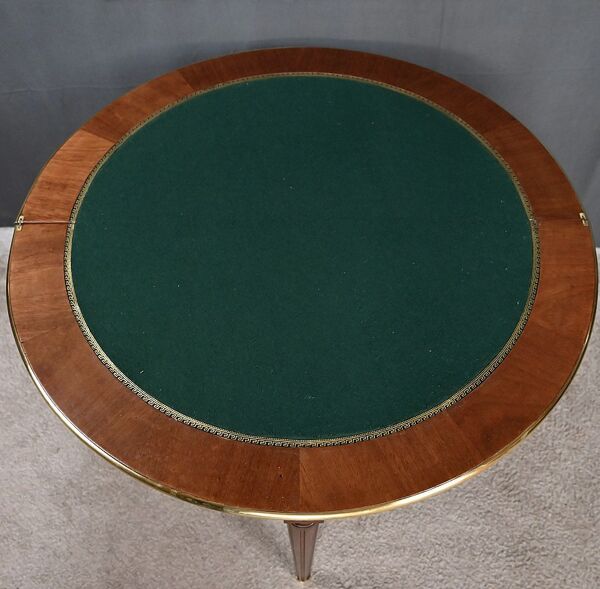 Table à jeux demi-lune en acajou, style Louis XVI – début XXe