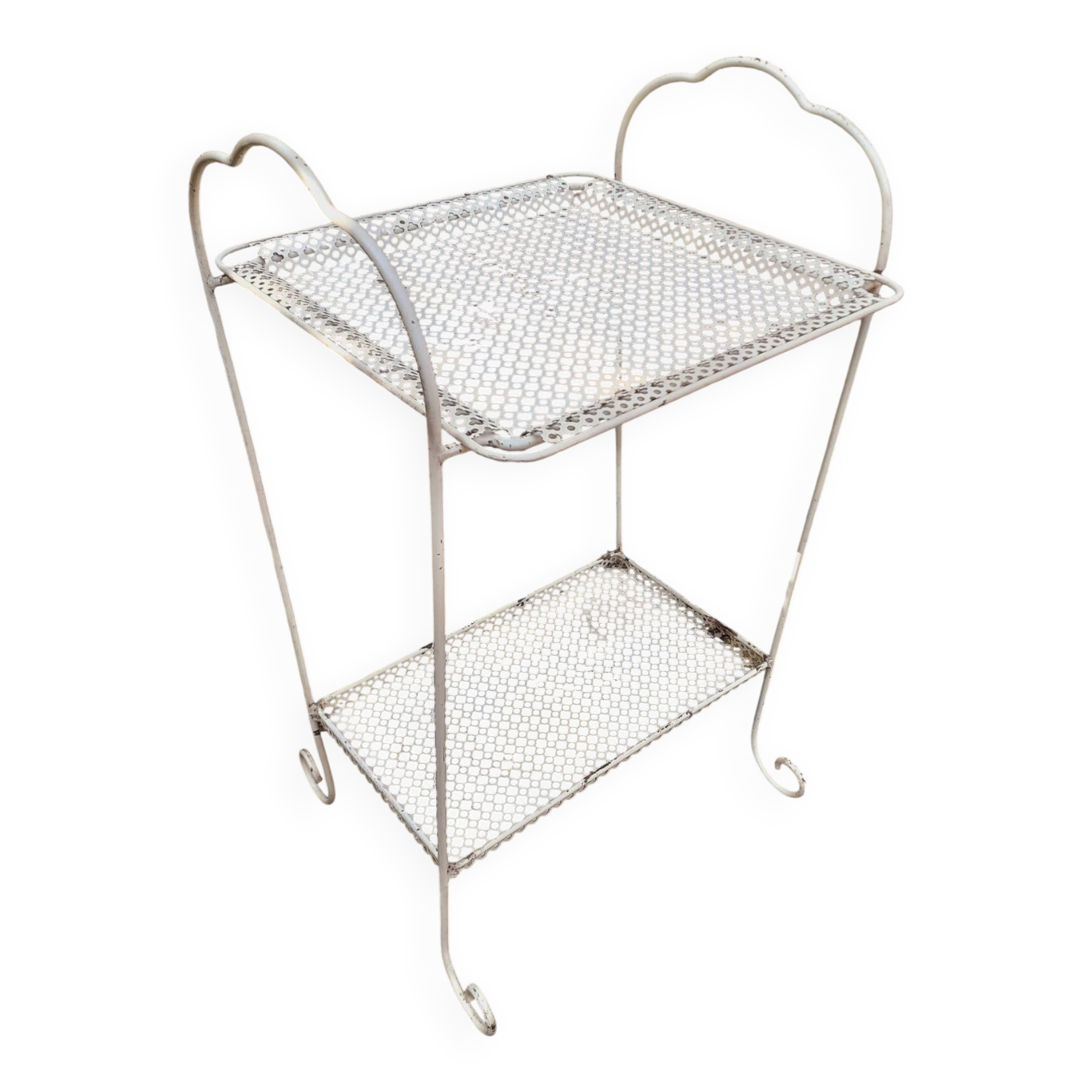 Dessert table from the 1950s, perforated metal by Mategot.