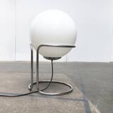 Vintage globe floor lamp in glass and chrome from the space age.