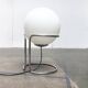 Lampe boule sur pied en verre et chrome Space Age