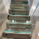6 vintage green ceramic cupboard holders