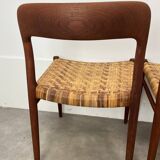 4 chairs 75 by Niels Otto Moller, Scandinavian design, teak