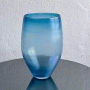 Big Opalescent Vase in Hand Blown Murano Glass, Blue Purple Gold Iridescent