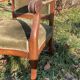 Antique Voltaire armchair in wood and green velvet Louis Philippe
