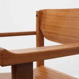 Vintage stackable wooden chair with armrests