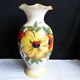Flower vase, French vase in hand-painted earthenware, vase with floral decoration.