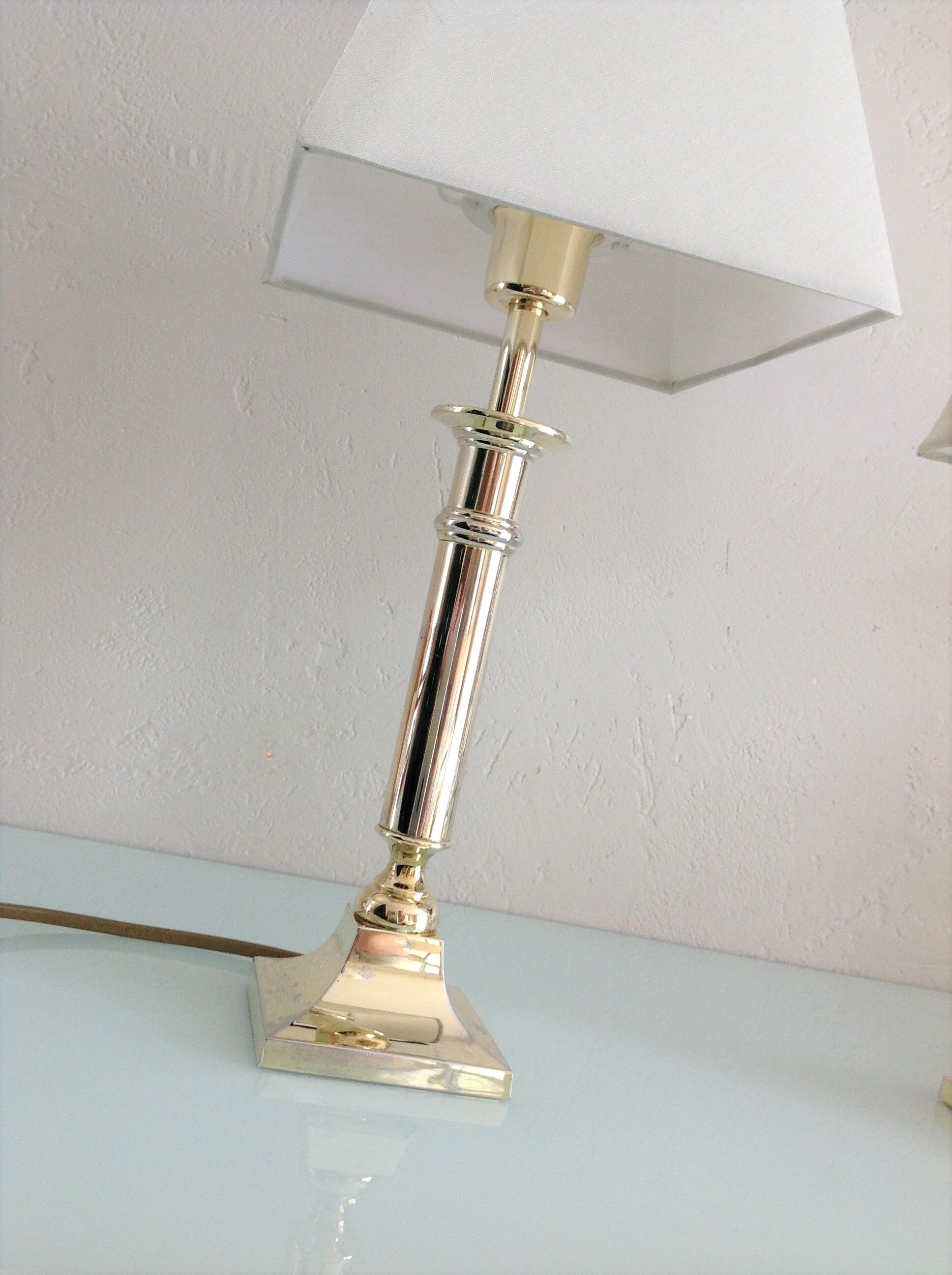 Pair of brass lamps art deco style 60s-70s