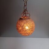 Vintage rope and rattan ball pendant light