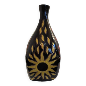 Red and yellow Sun vase, by Jean Picart Le Doux Limited Series 8/50