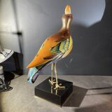 sculpture figurine polychrome porcelain & gilded bronze, Hollywood Regency,