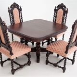 Table with four chairs, Hunting style, Germany, circa 1900