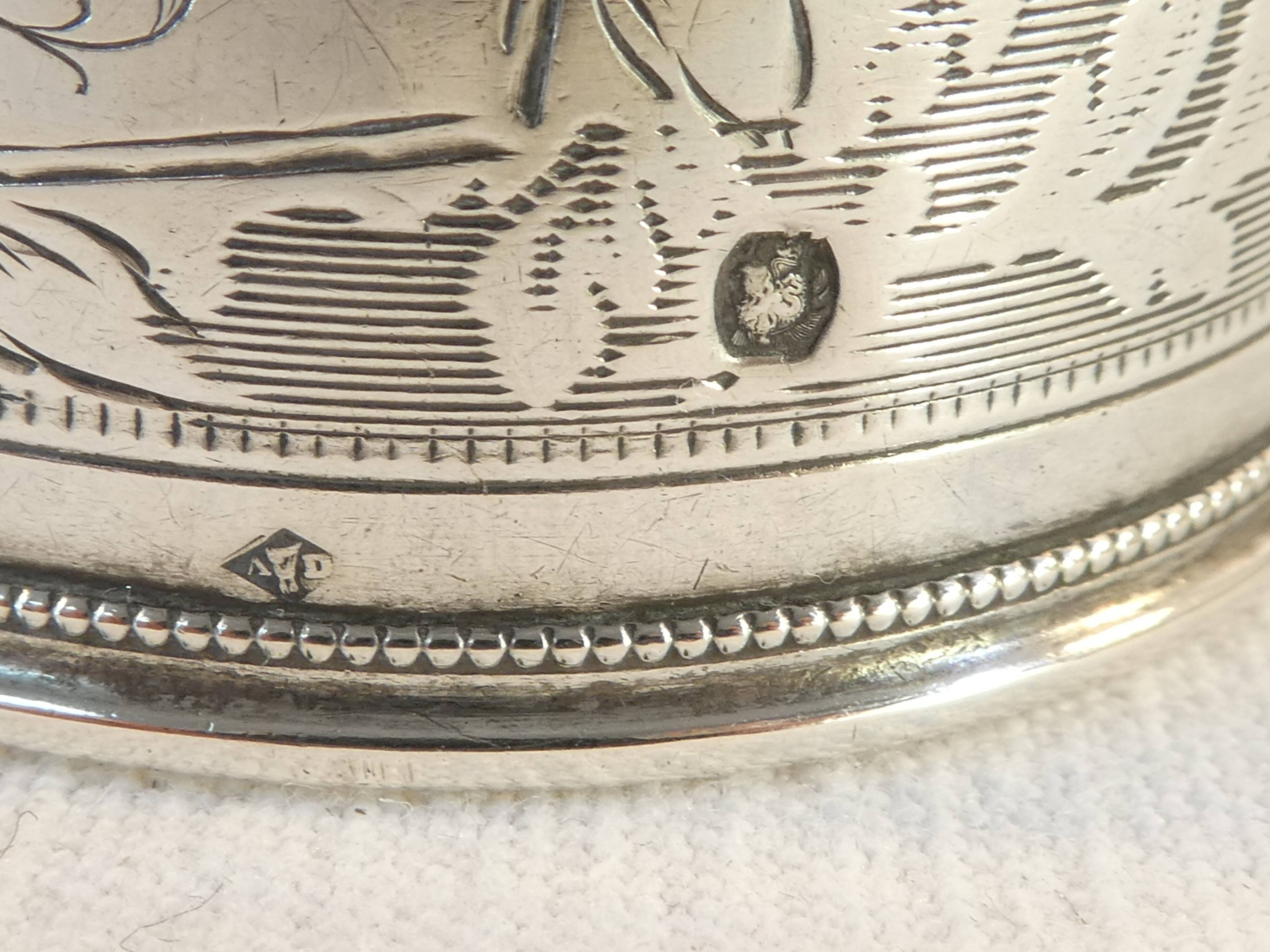 Solid silver towel round late 19th