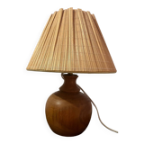 Lampe boule bois massif avec abat jour