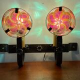 Vintage wall lamps in wrought iron and Murano glass paste from the 50s and 60s
