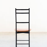 Dining chairs in brown leather and aluminum by ycami, 1980