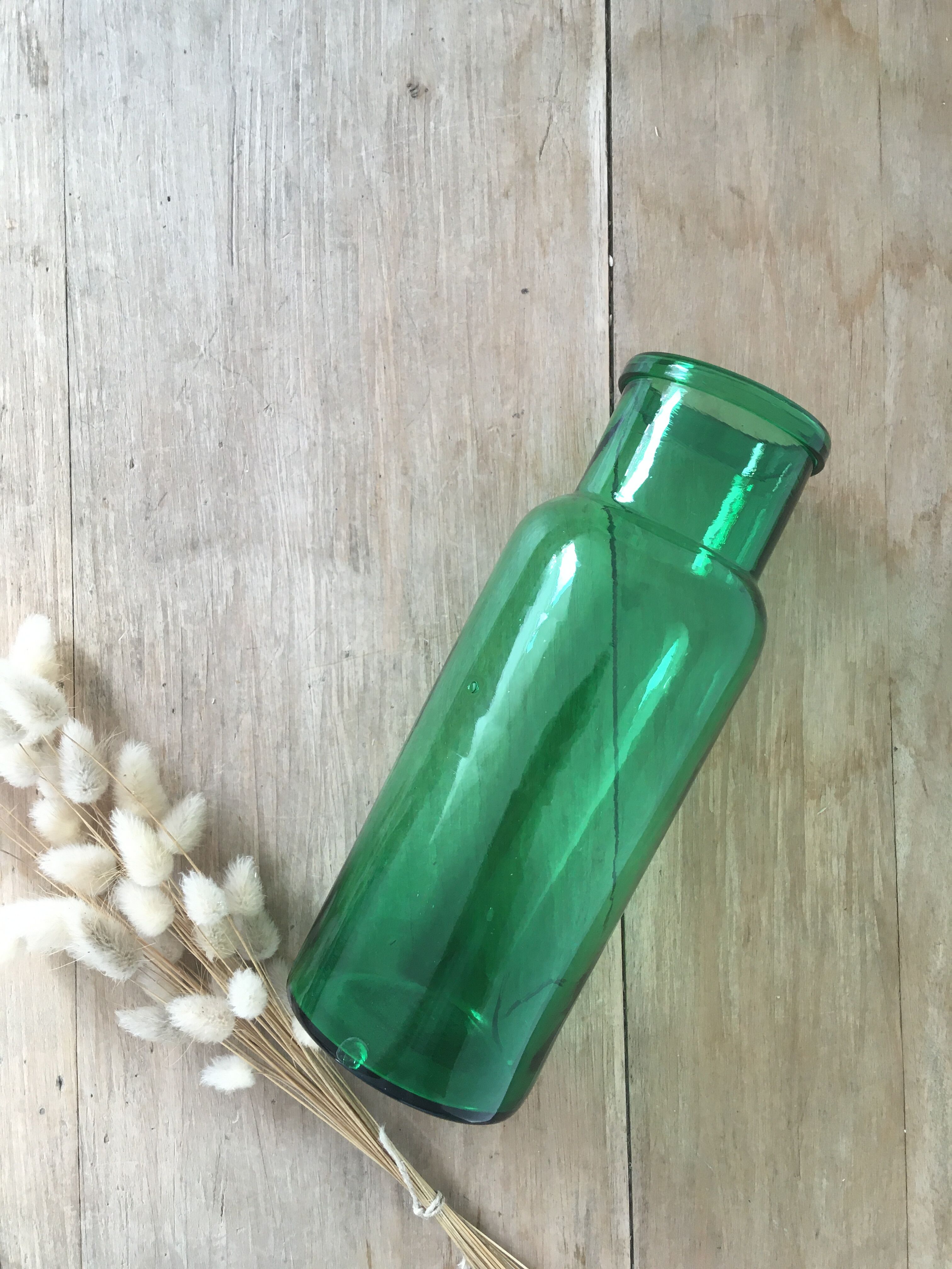 Green glass apothecary jar