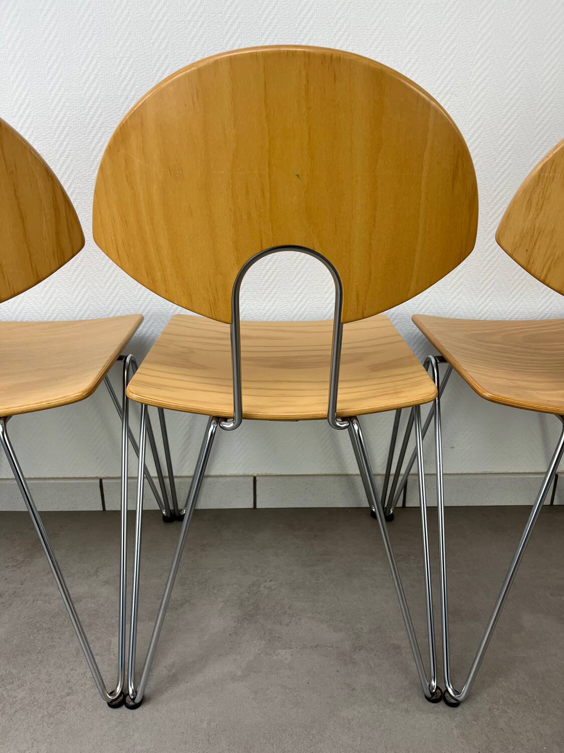 6 Mikado chairs 1800, stackable, design by Walter Leeman for Kusck&co.