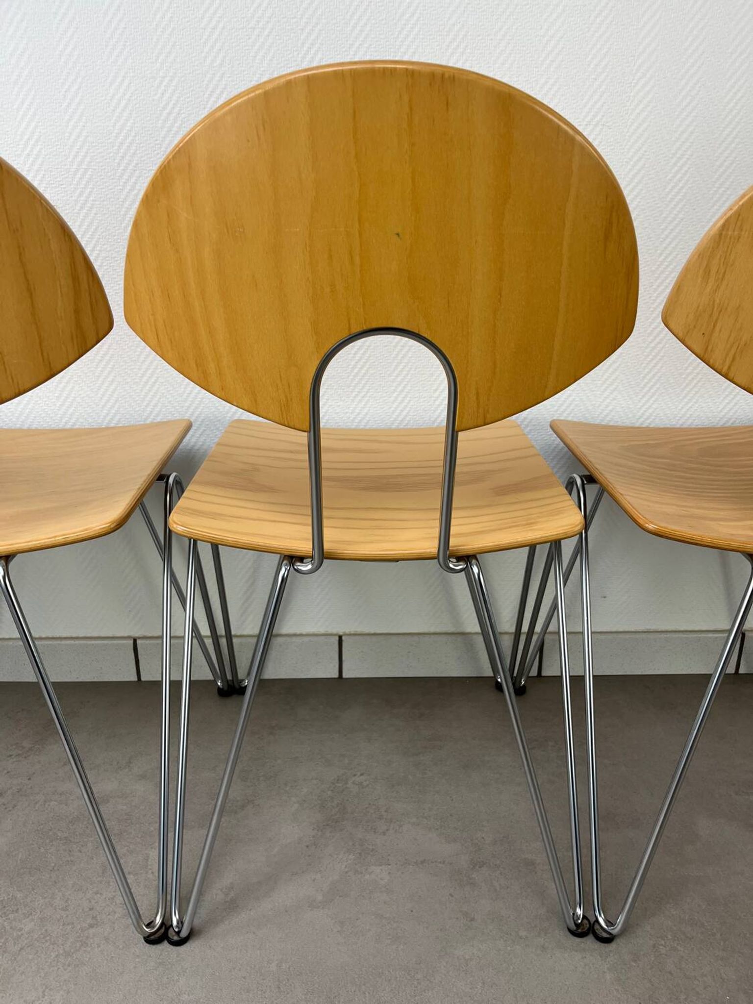 6 Mikado chairs 1800, stackable, design by Walter Leeman for Kusck&co.