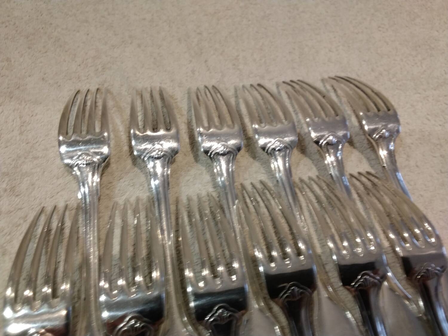 12 silver plated table forks by Christofle Vendome