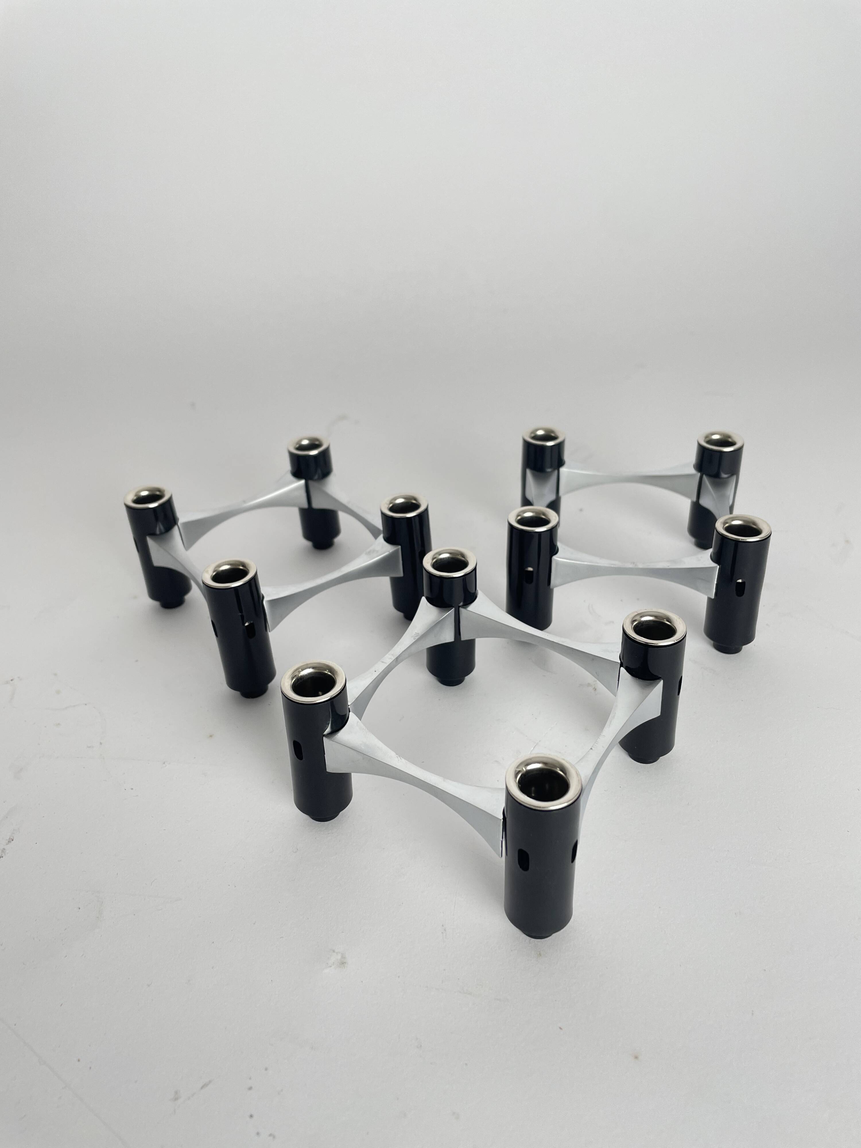 Vintage BMF Modular Candle Holder Black & Silver, Original Box + 12 candles