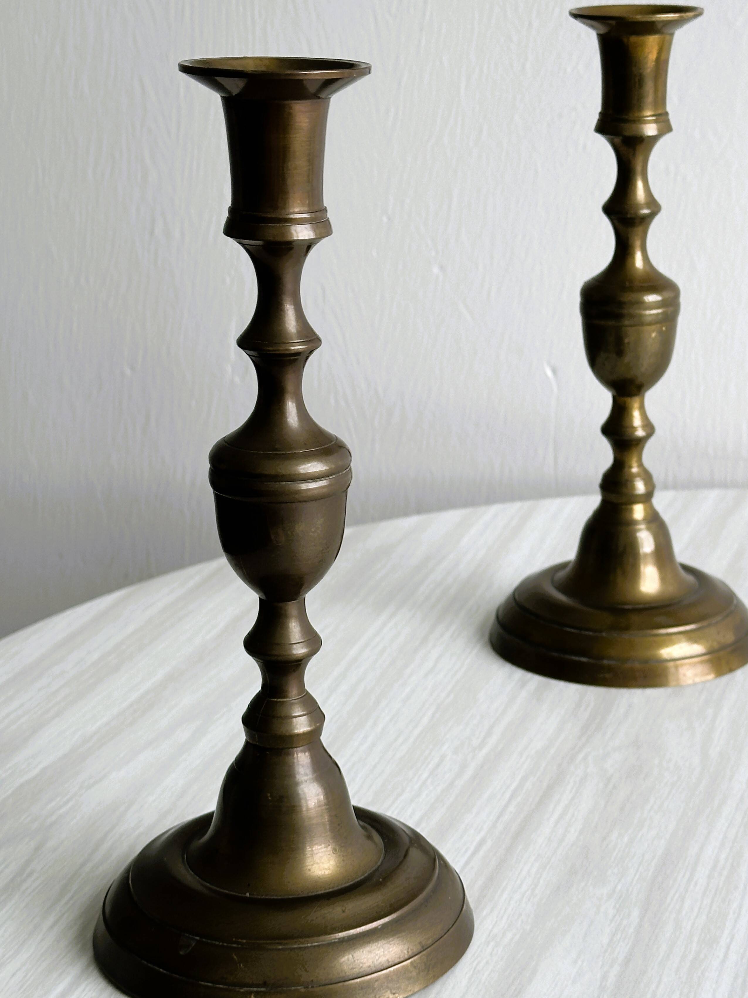 2 candlesticks, brass candlesticks, candle holders.