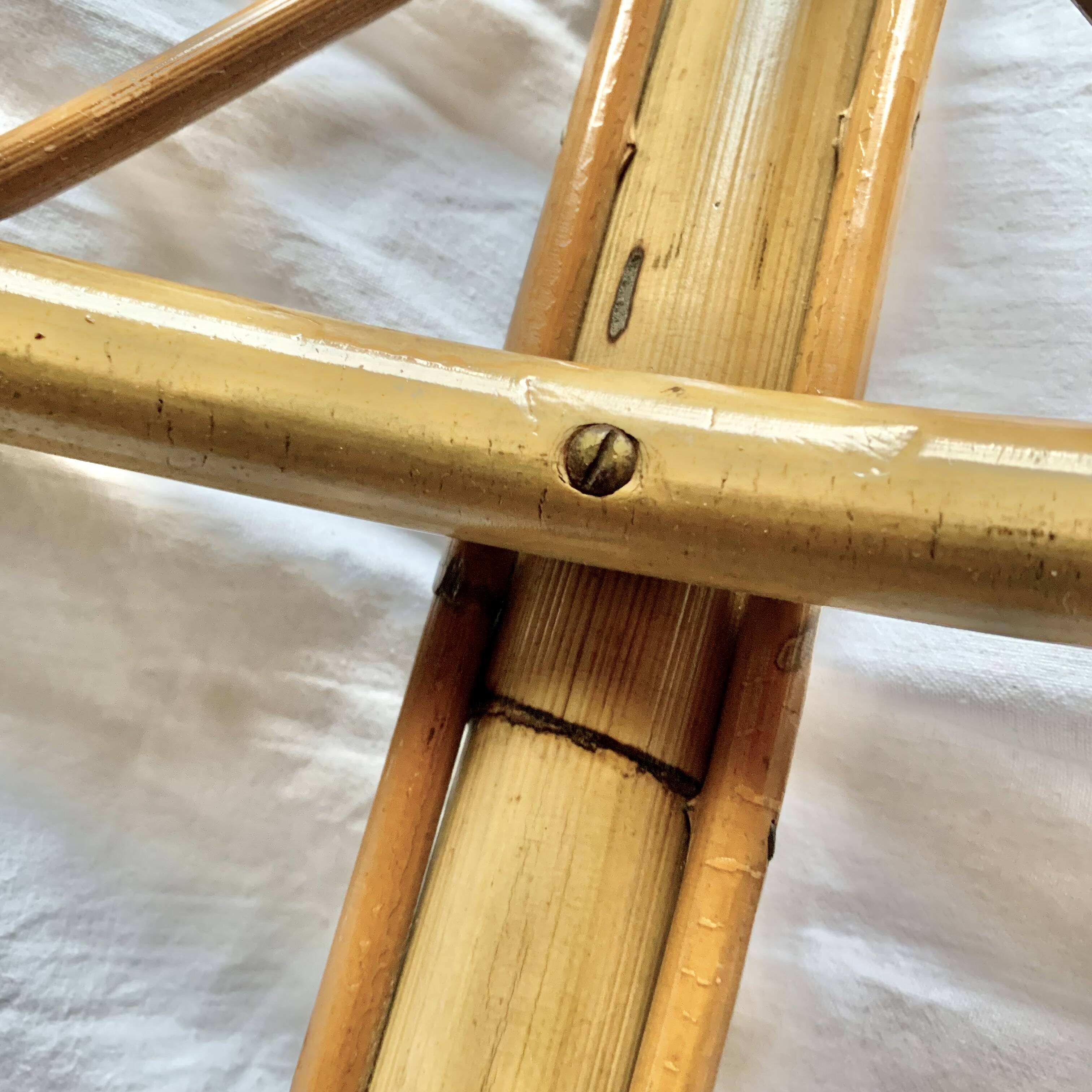 Tabouret de bar vintage en bambou et rotin