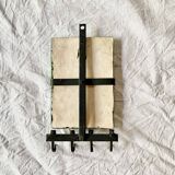 Small glazed ceramic seahorse wall plaque - key ring