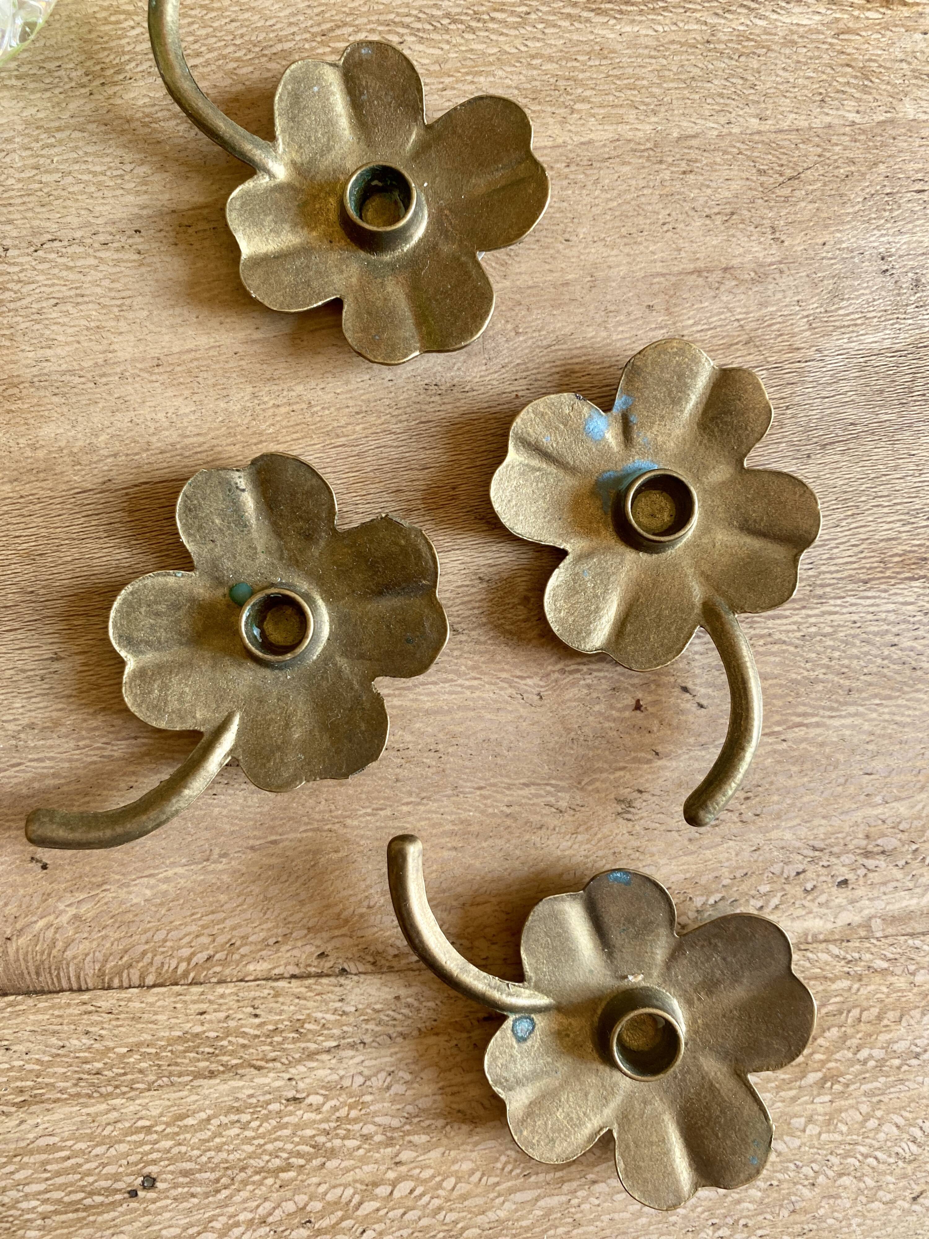 Set of 4 small vintage brass candlesticks/candle holders