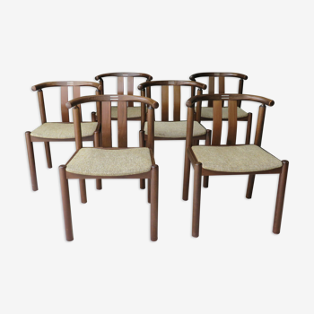 Suite de 6 chaises à repas vintage scandinave en teck par Uldum Mobelfabrik, Danemark années 60