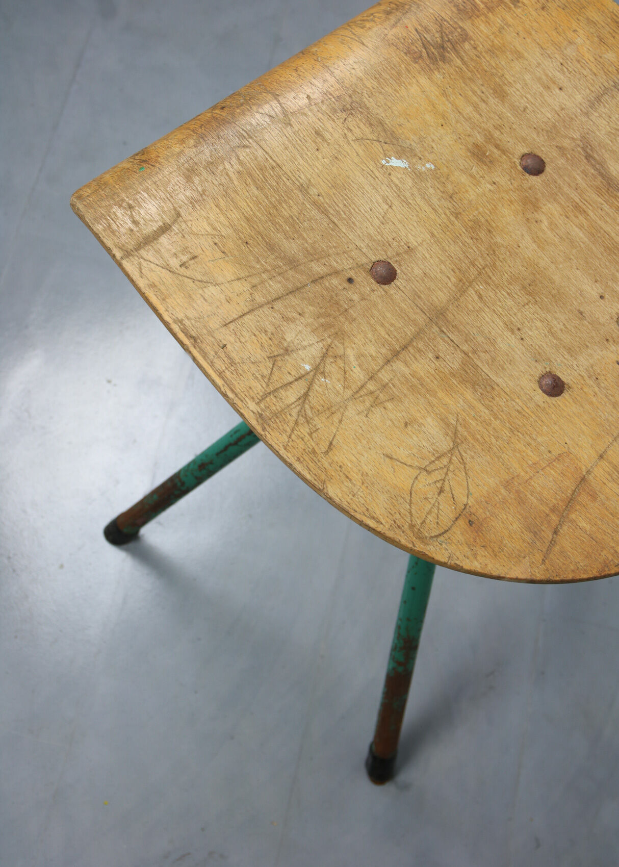 Set of 2 industrial mint green swivel chairs, 1960