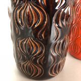 Set of three vintage pottery fat lava 'onion' vases made by Scheurich, Germany