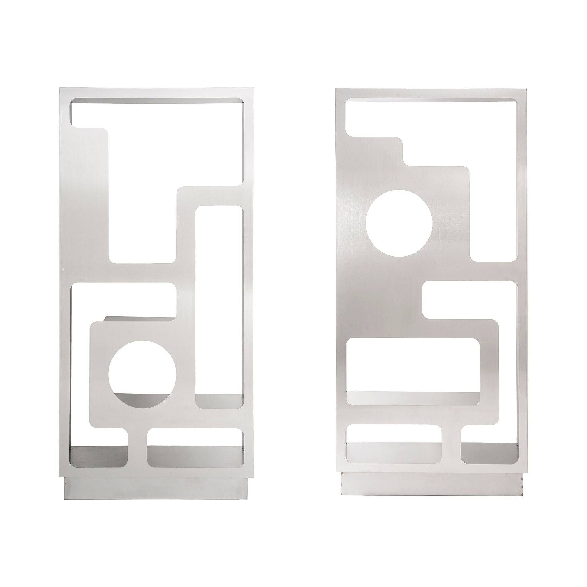 Pair of perforated stainless steel bookshelves by Capucine Cassaigne, France, 2026