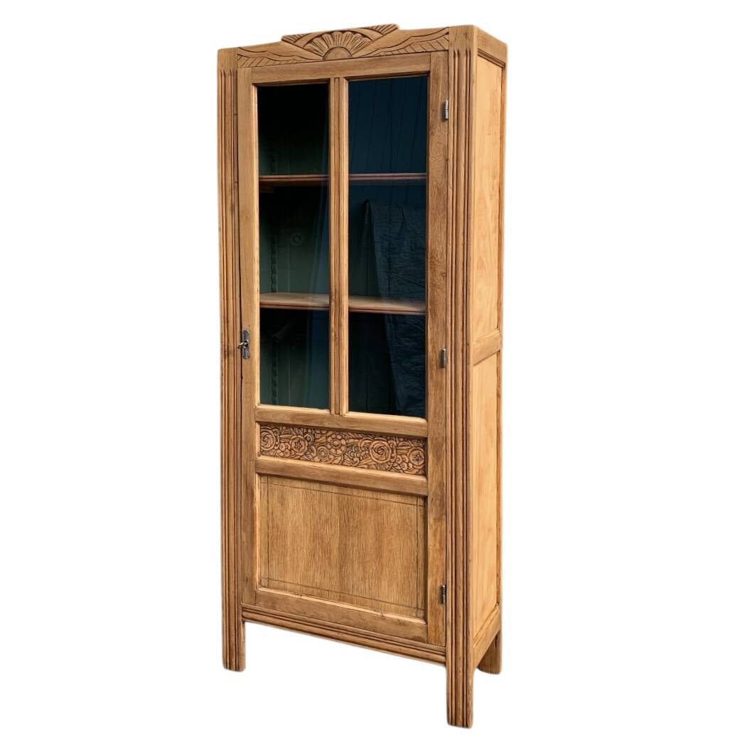 Parisian glass cabinet art deco raw wood
