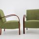 Paire de fauteuils art déco restaurés des années 1940 à boucle, tchécoslovaquie