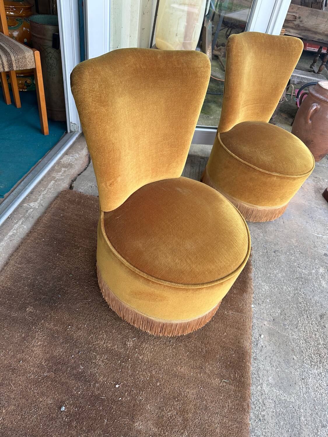 Pair of toad armchairs