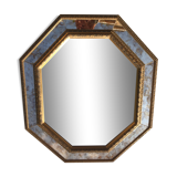 Antique mirror in gilded wood with beveled octagonal shape 72 x 63 cm
