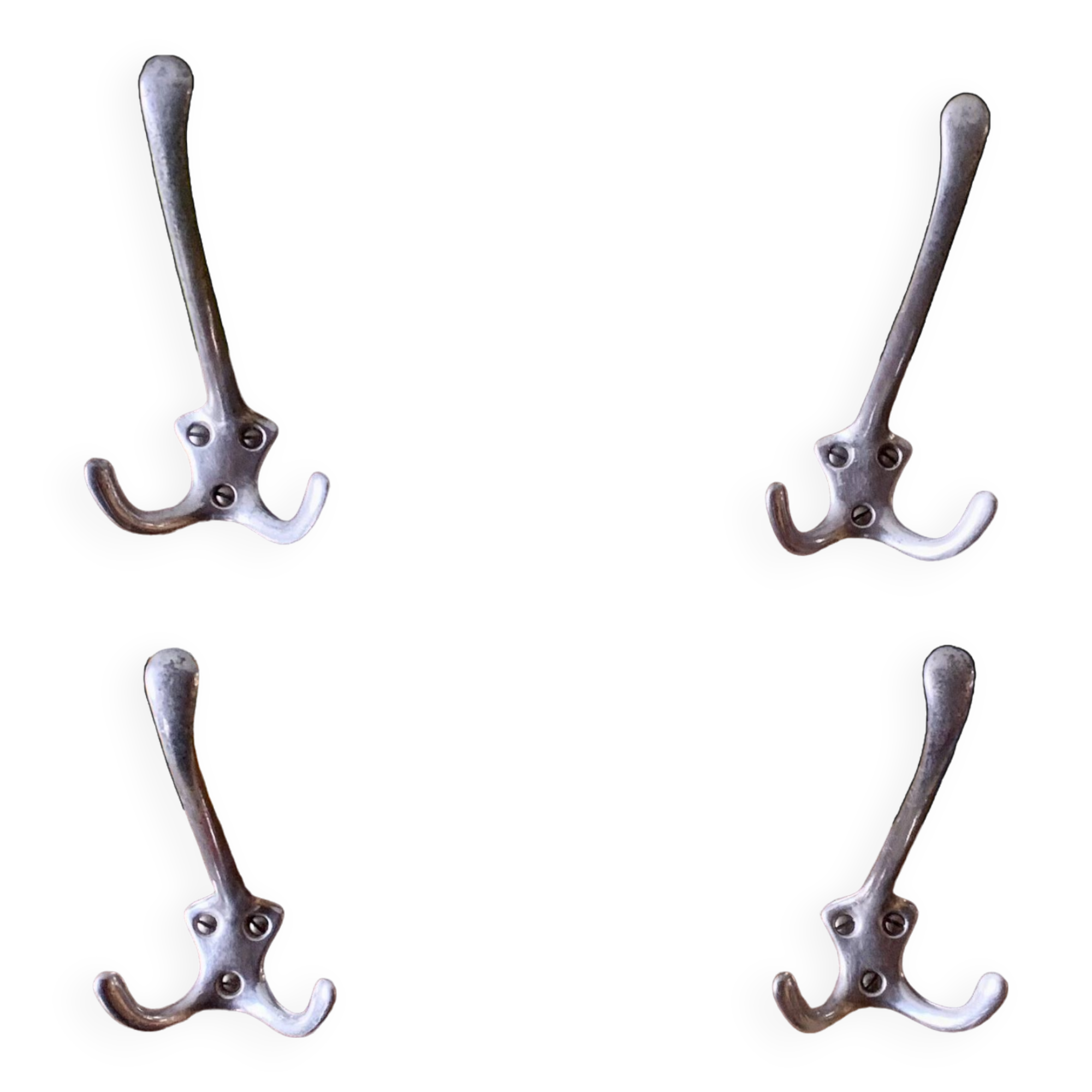 Pair of vintage wooden wall coat racks - double coat hook