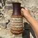 Vase en céramique West Germany effet cordage
