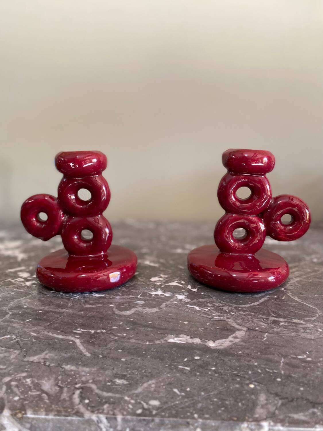 Pair of ceramic candlesticks