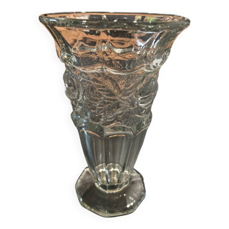 Vase sur pied décor rose art deco